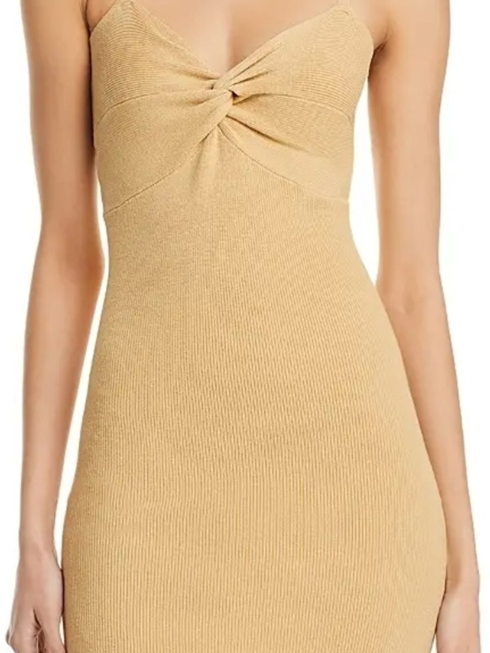 French Connection Beige Twist-Front Mini Dress